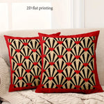 taie d'oreiller polyester imprimé motif géométrique moderne rouge triangles coeurs 45x45cm maison