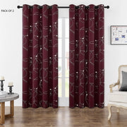 rideau moderne rouge foncé motifs circulaires texture lisse deux rideaux métalliques tringle chambre décorationintérieur