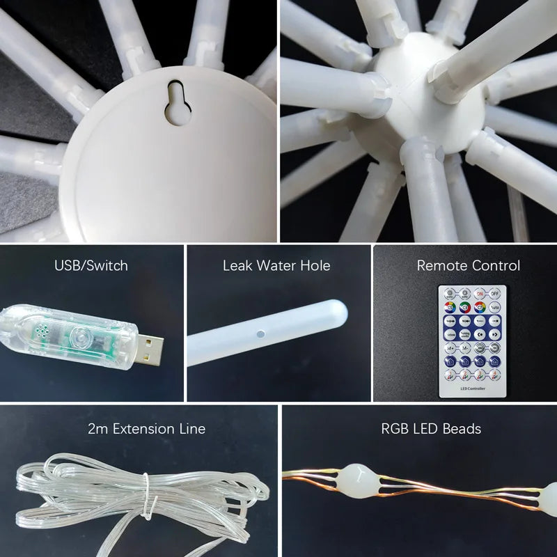 décoration lumineuse étoile RGB télécommande ambiancé moderne festifintérieur extérieur LED multicolore violet blanc