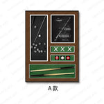 peinture physique 3d queue billard boules vert noir blanc doré moderne cadre aluminium traditionnelle