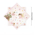 serviettes papier fées forêt enchantée anniversaire mariage baptême noël enfantin illustration fleurs coeurs