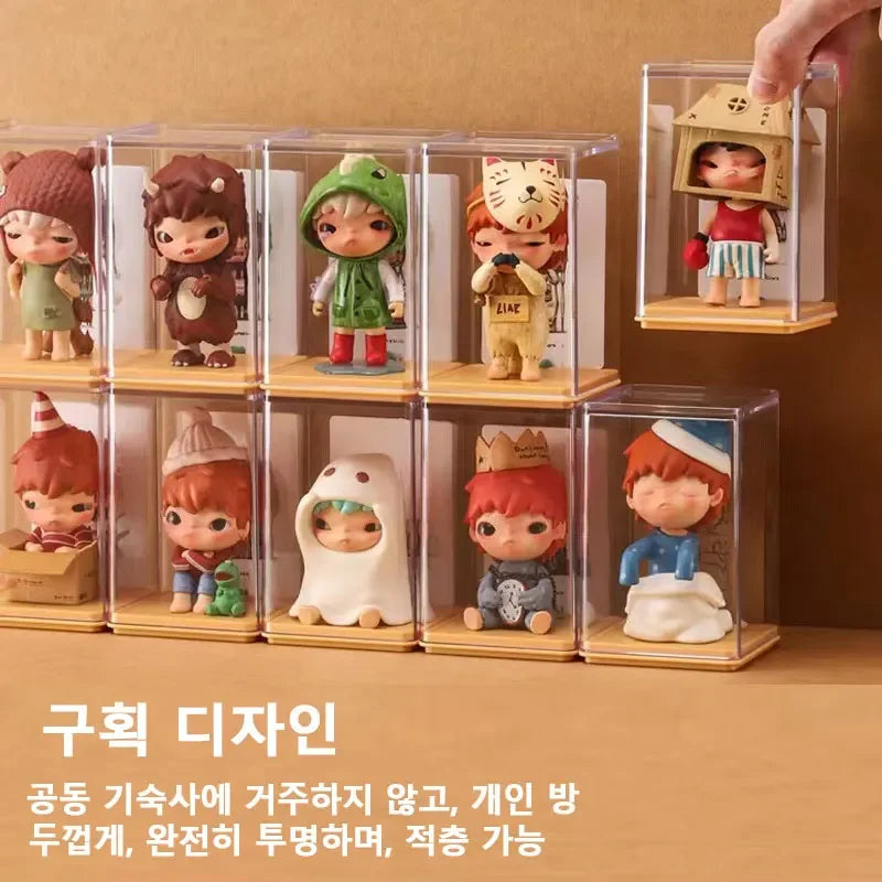 organisateur collection transparent empilable figurines modernes acrylique différentes couleurs clips