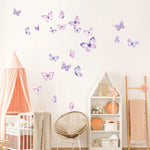 sticker mural papillons violet rose blanc moderne décoration chambre enfant opacité 20x30cm x2paquets