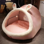 tente lit rose blanche douce oreilles coeur moderne confortable coussins