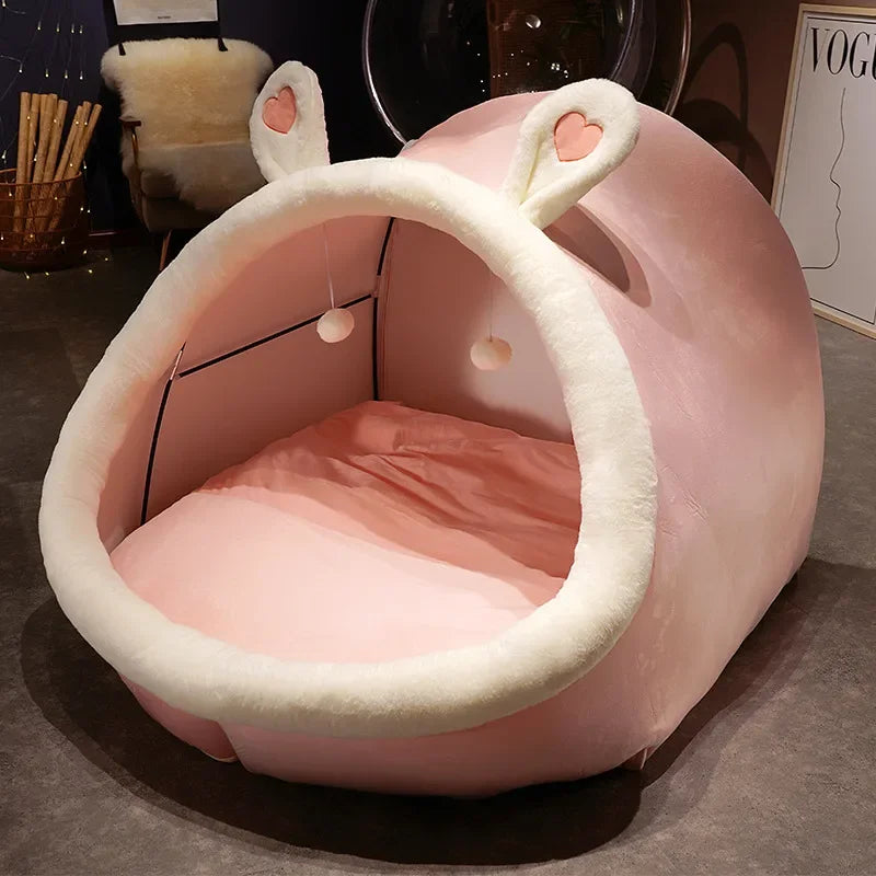 tente lit rose blanche douce oreilles coeur moderne confortable coussins