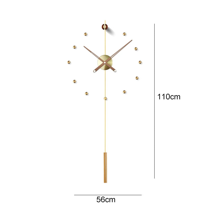 horloge murale moderne or métal aiguilles quartz géométrique minimaliste visage unique ensemble multi pièces