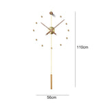 horloge murale moderne or métal aiguilles quartz géométrique minimaliste visage unique ensemble multi pièces