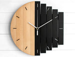 horloge murale bois abstraite moderne visage unique fixations sans tic tac