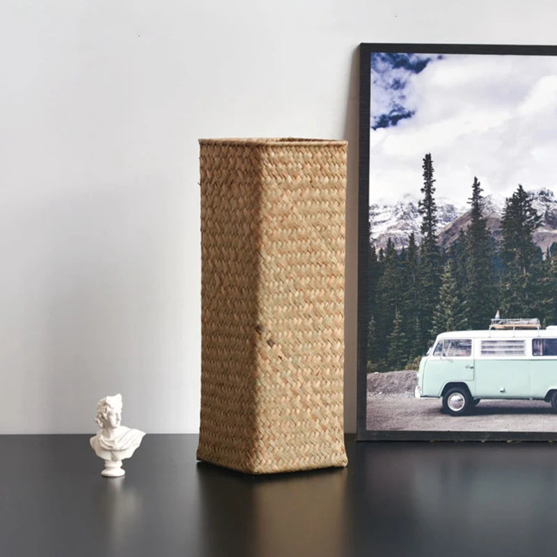 vases rotin tressé naturel rustique décoration maison fleurs séchées réutilisable