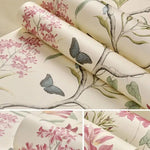 papier peint fleurs oiseaux adhésif vinyle pvc classique romantique beige rose vert bleu gris
