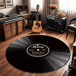 tapis rond noir vintage disques vinyle antidérapant salon chambre voyage prièreextérieur camping