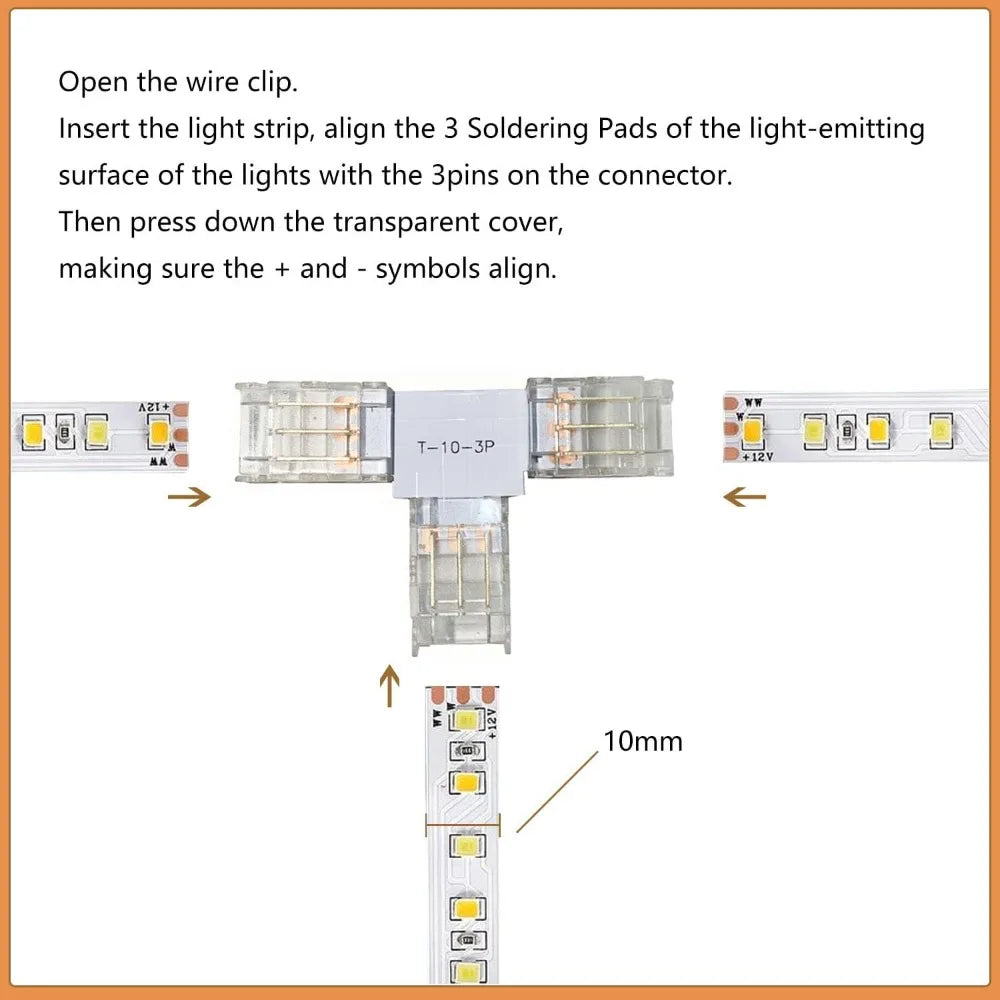 connecteur led broches transparent clips ruban led universel rgb 10mm 12v cecerohsul