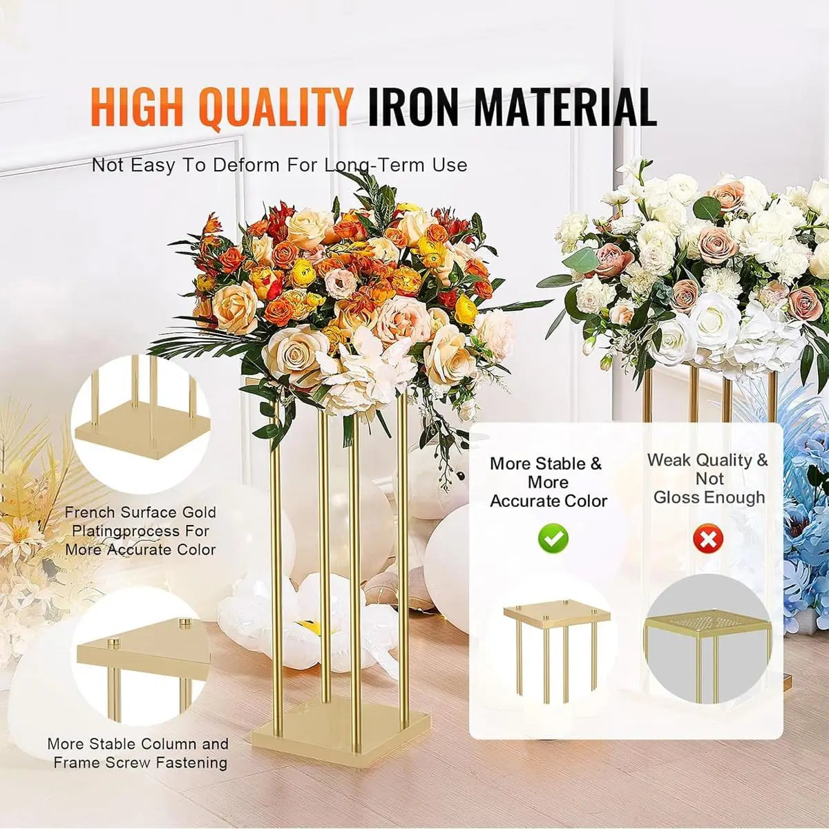 supports fleurs or modernes élégants décoration événement mariage party decorative flower holder centrois table