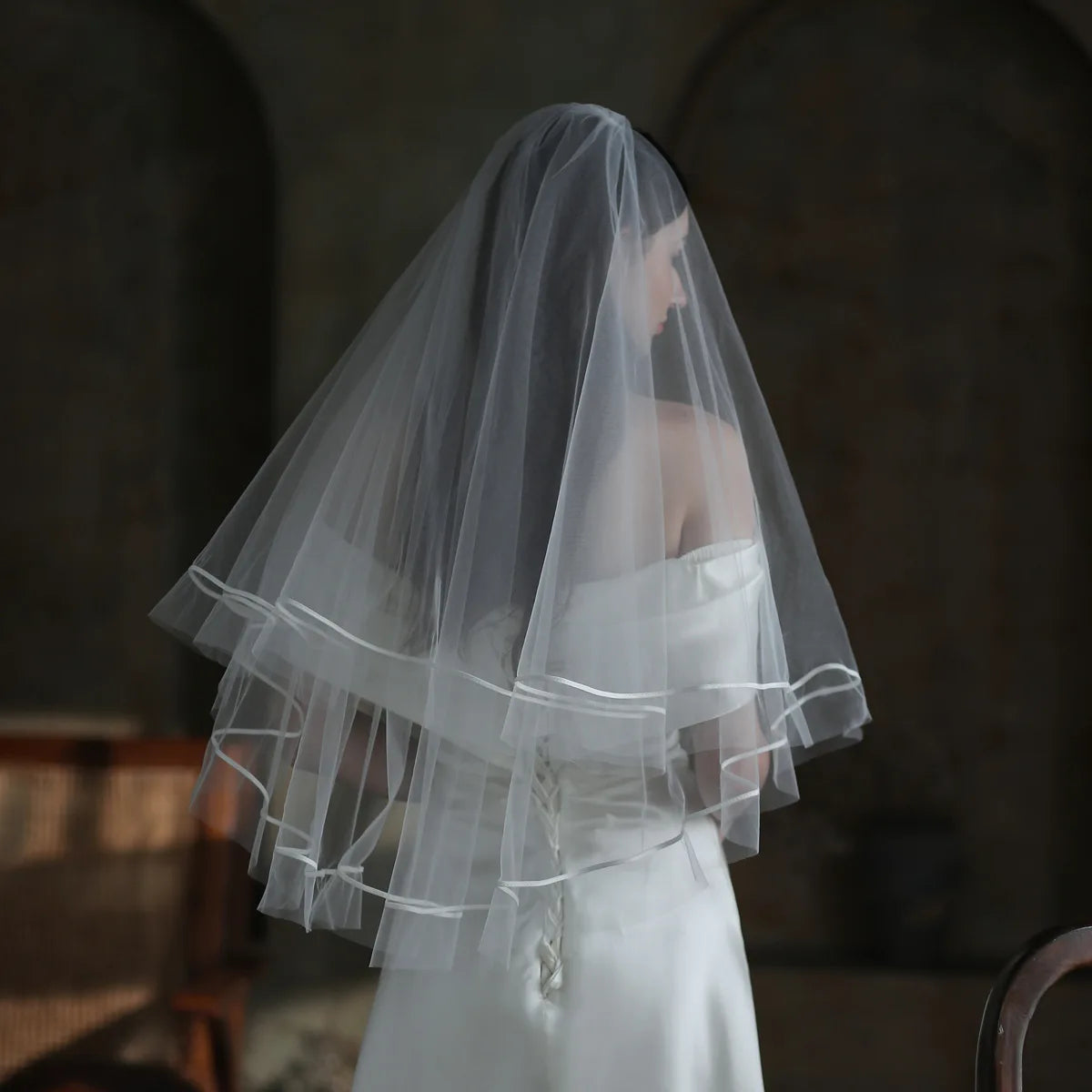 voile mariée blanc classique tulle translucide bordure fine mariage erotique erotique erotique erotique (Seulement