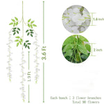 guirlande glycine lumineuse fleurs artificielles blanc vert décorative romantiqueintérieur decoration 36ft 90fleurs
