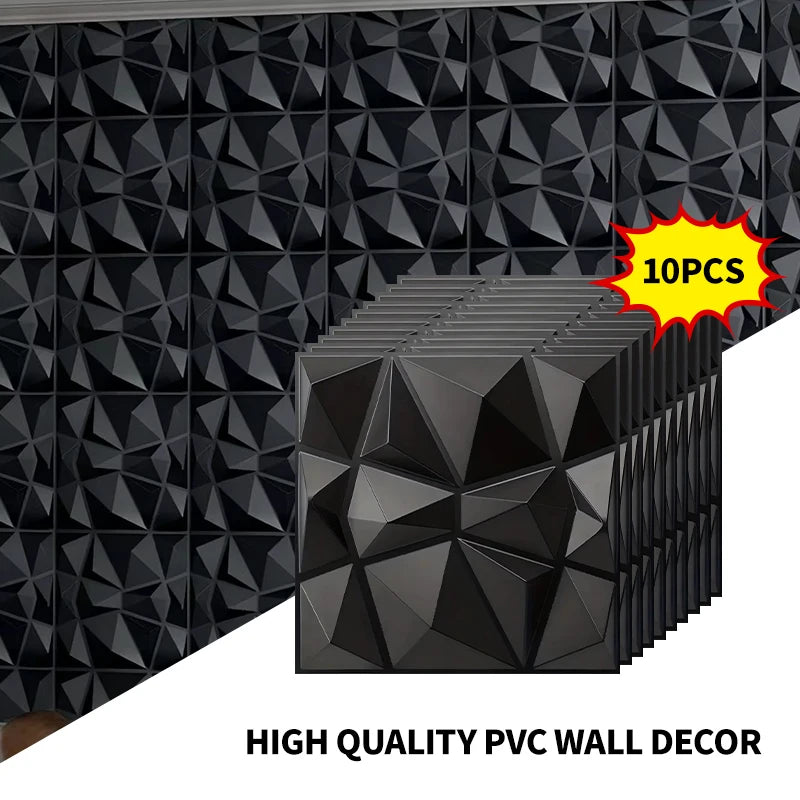 décoration murale moderne 3d autocollant triangles géométriques pvc résistant eau noir blancintérieur salon chambrehôtel