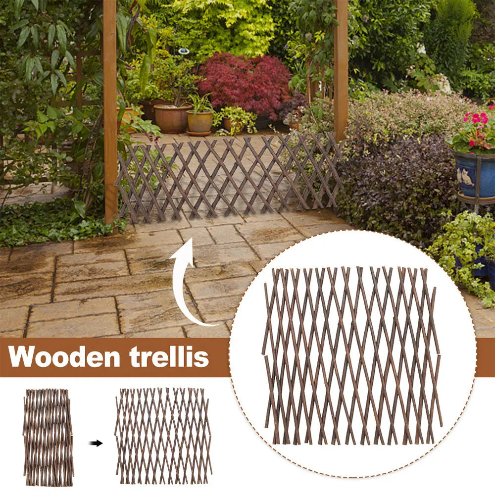 treillis jardin rétractable bois marron rustique plantes grimpantes artificielles clôture décorativeextérieur nature