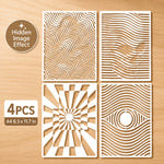 pochoirs peinture abstraite gabarits A4 rayures ondulées motif radial oeil moderne diy bois murs