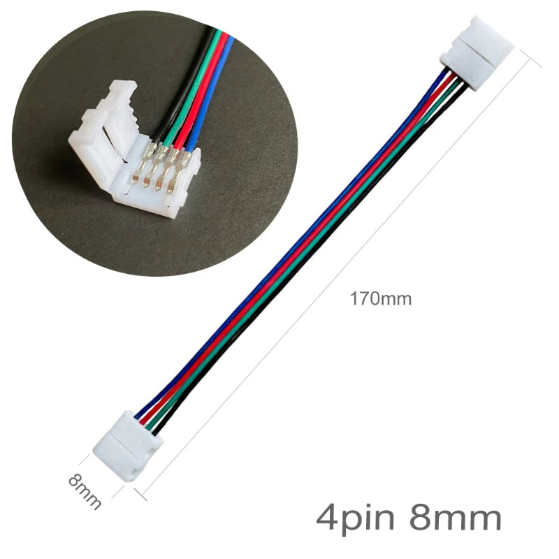 connecteur double tête bande led 2pin 3pin 4pin 5pin 6pin 15cm blanc rouge noir