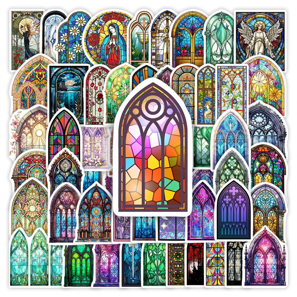 autocollants vitraux religieux multicolores adhésifs étanches modernes gothiques adolescents adultes