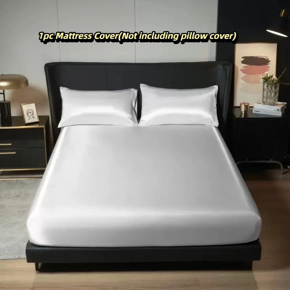 housse lit satinée gris clair moderne ajustement matelas 90x200cm coton polyester
