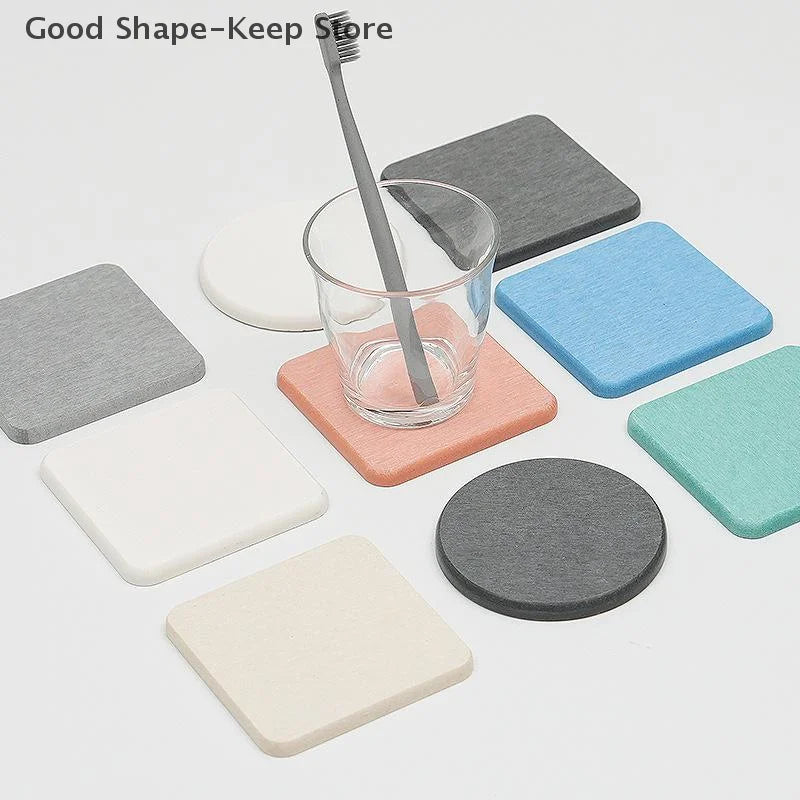 sous verres tapis diatomées coton rond carré gris rose bleu blanc moderne adhésif absorption