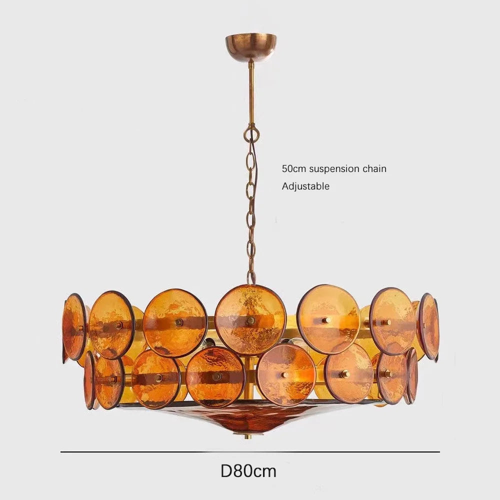 lampe suspendue moderne salon étude verte orange verre translucide circulaire chambre
