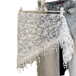 écharpe femme blanc broderie florale classique haute élasticité polyester asymétrique été junior clips