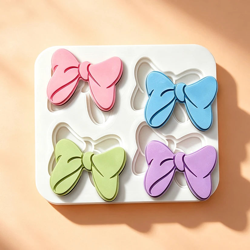 moule silicone nœuds papillons pâtisserie décorative couleurs variées fondant cupcakes