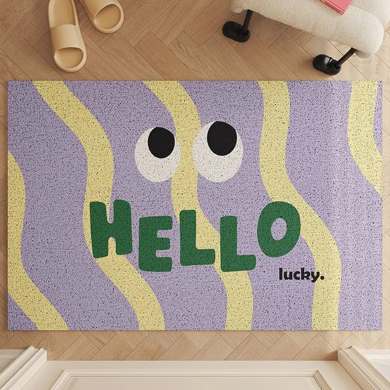 tapis moderne violet vert rose yeux ondulés antidérapant résistant adhésif protecteur imperméable