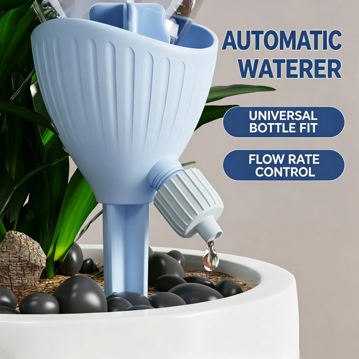 arroseur automatique goutteur lent valve ajustable bouteille universelle moderne bleu clair ridges verticales insertion