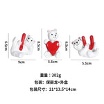 décoration mariage saint valentin ours blanc résine cœur rouge adorable figurine anniversaire noël festive