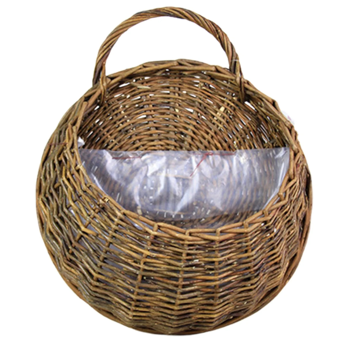 panier suspendu tissage osier marron foncé marron clair traditionnel durable poignées