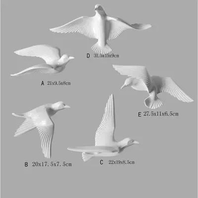 décoration murale oiseaux vol or bleu blanc moderne réaliste adhesive chambre salon
