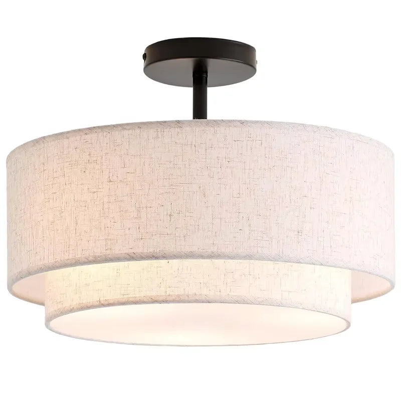 lampe moderne or beige toile lin opaque pendentif salon chambre restaurant
