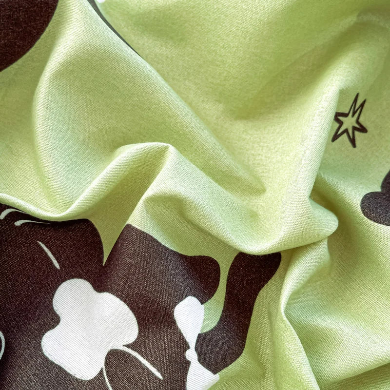 drap housse imprimé chats noirs fond vert clair élastique oreiller coussin enfant moderne doux