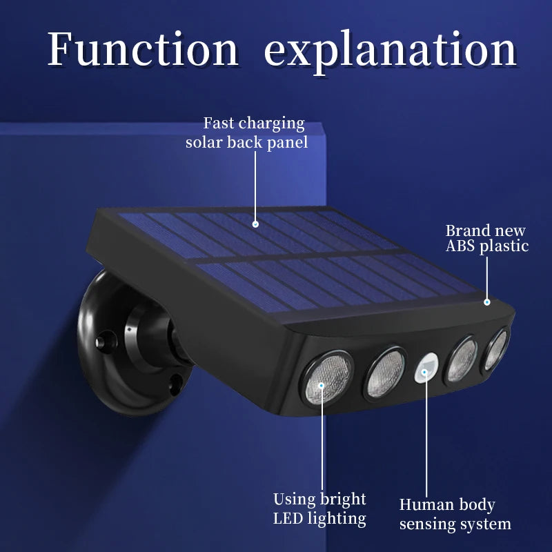 lampe solaire murale noir panneau solaire led détection mouvement ip65 moderneextérieur sécurité jardin