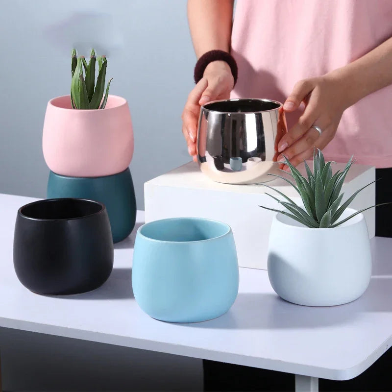 petit cache pot céramique moderne fleur artificielle décoration petit pot gris