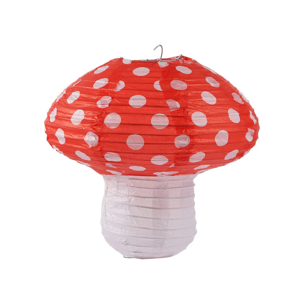 décorations suspendues 3d fête anniversaire forêt merveilles lanternes papier champignons rouge blanc plissé enfantin