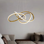 Suspension lumineuse moderne or blanc cercles entrelacés télécommande tricolore lumière led