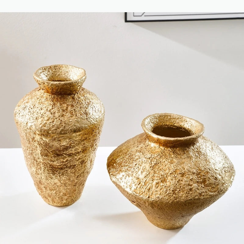 vase moderne doré texturé opacité branches plante artificielle taille moyenne grande
