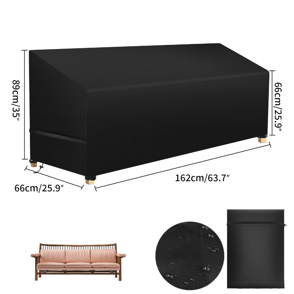 housse meubles extérieurs polyester imperméable noire moderne élastiques ajustables rectangle lshape rond