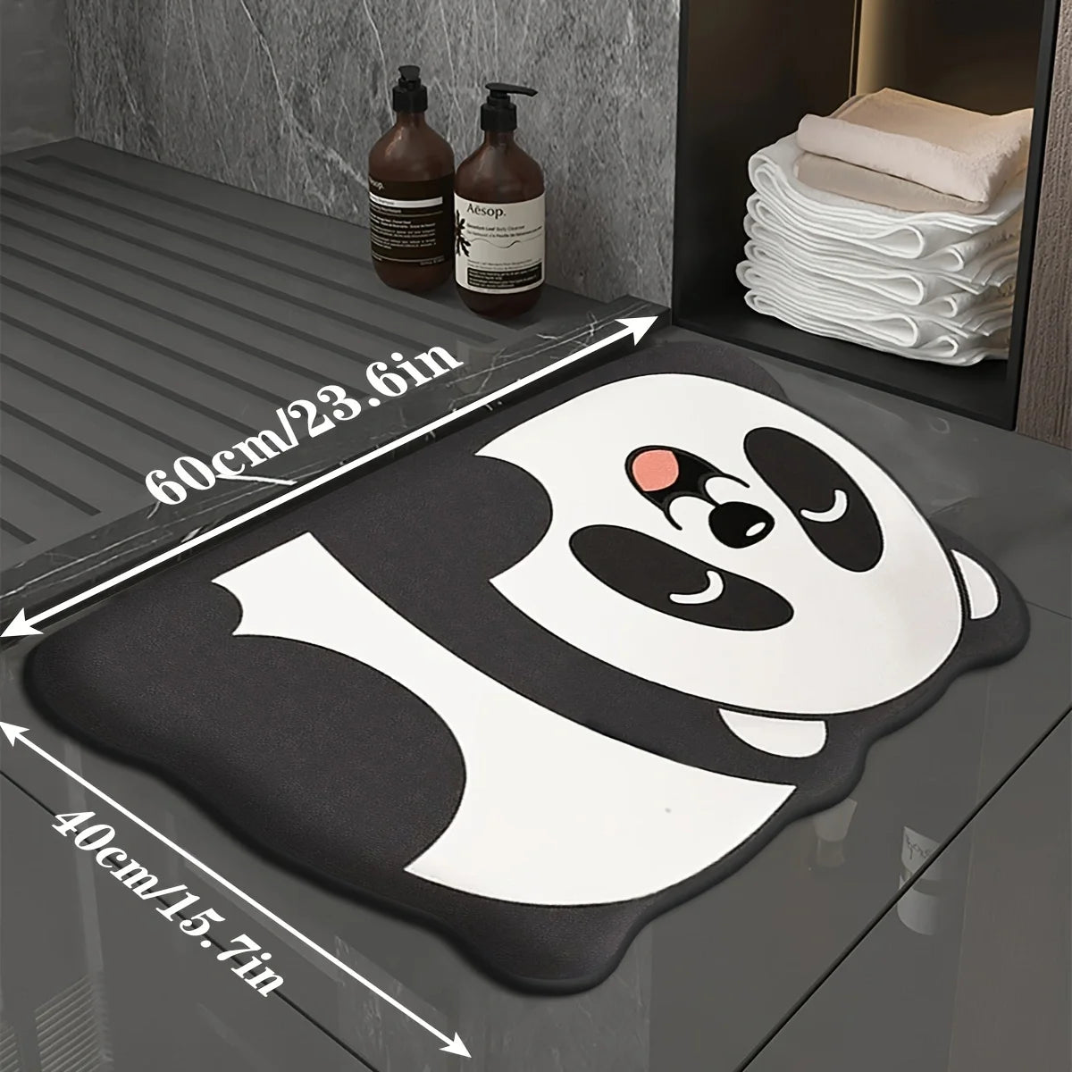 tapis bain moderne motif panda noir blanc absorbant 40x60cm 50x80cm
