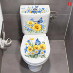 cache wc adhésif floral fleurs papillons blanc vert bleu rose violet mignon 30cmx59cm
