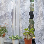 rideau blanc brodé fleur transparent classique cuisine tulle polyester inclusion ruban fixation