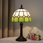 lampe table tiffany verre teinté géométrique vert clair blanc rose pâle bronze opacité moderne