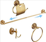 accessoires salle bain doré ornements floraux classique porte serviettes mural anneau crochet fixations vis