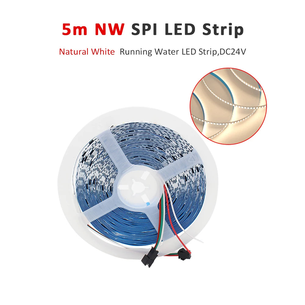 ruban led 24v 120leds blanc froid chaud moderne adhésif contrôleur