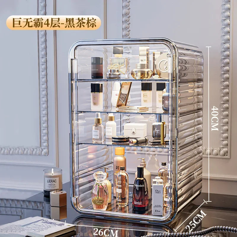 boîte rangement transparente moderne rayures horizontales cosmétiques maquillage parfums imperméable multifonctionnelle