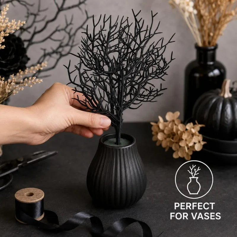 branches artificielles noires décoration halloween intérieur branche naturelle opacité adhésif vase table